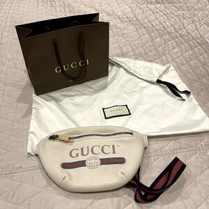 Gently Used Gucci belt bag in white leather